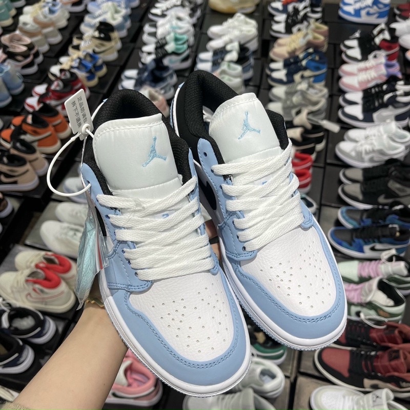 Giày Jordan blue cổ thấp  ❤️tặng kèm dây❤️ giày thể thao nam nữ sneaker jd 1 xanh dương hàng 11 full bõ