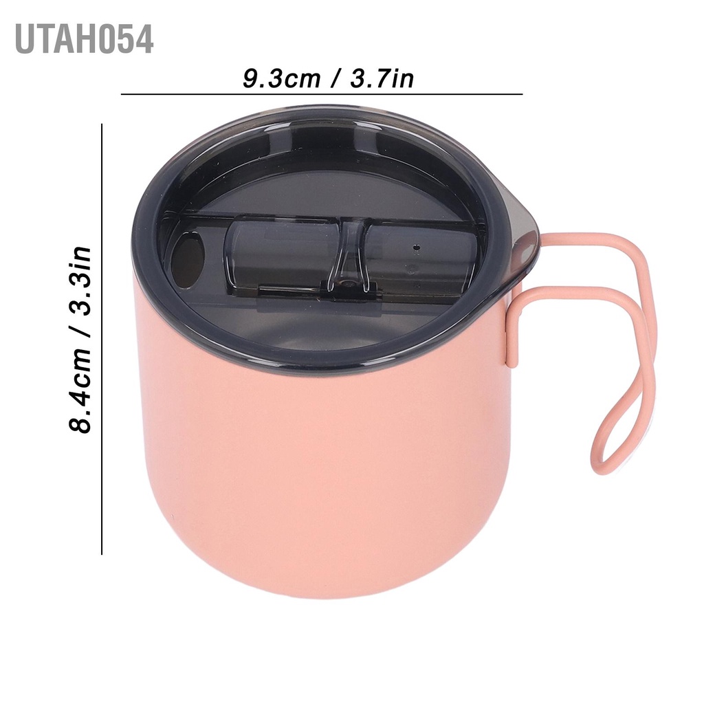 Utah054 Cà phê Du lịch Cốc 350ml Thép không gỉ Bền  Chống mài mòn Nắp silicone Hai lớp Bảo quản Nhiệt cà