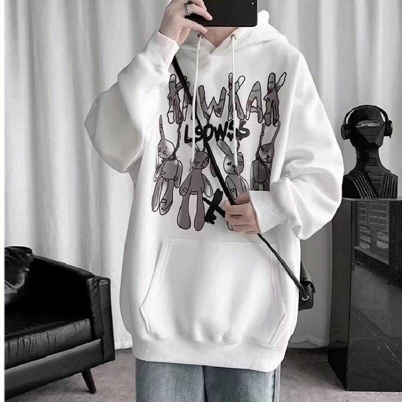 Áo hoodie tay dài dáng rộng in họa tiết hoạt hình phong cách Hàn Quốc thời trang cho nam nữ size M-8XL