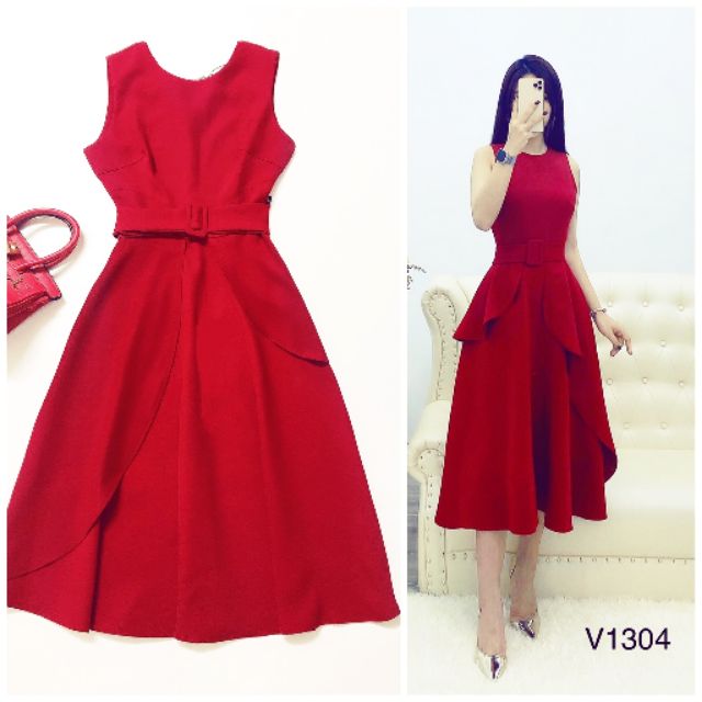 Đầm đỏ dự tiệc V1304 DVC full tag size M