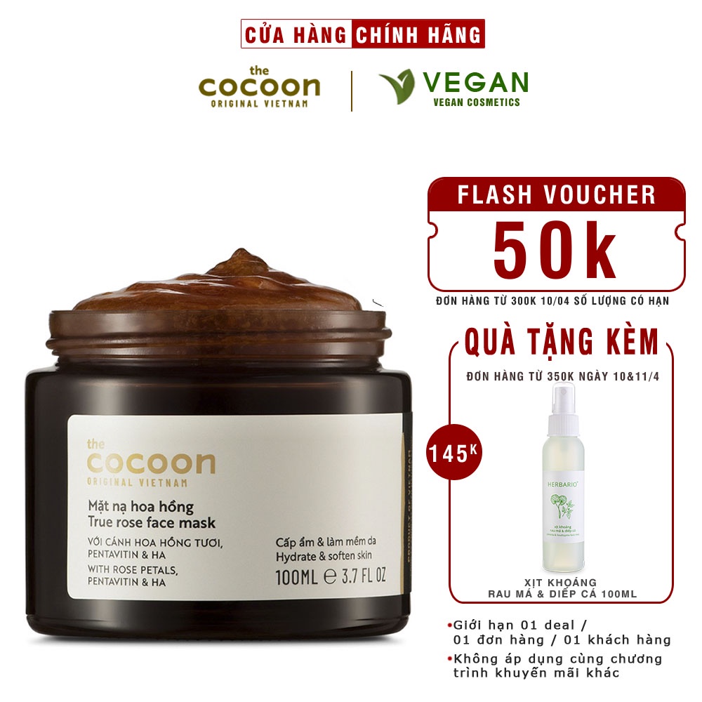 Mặt nạ hoa hồng cocoon 100ml cấp ẩm thuần chay