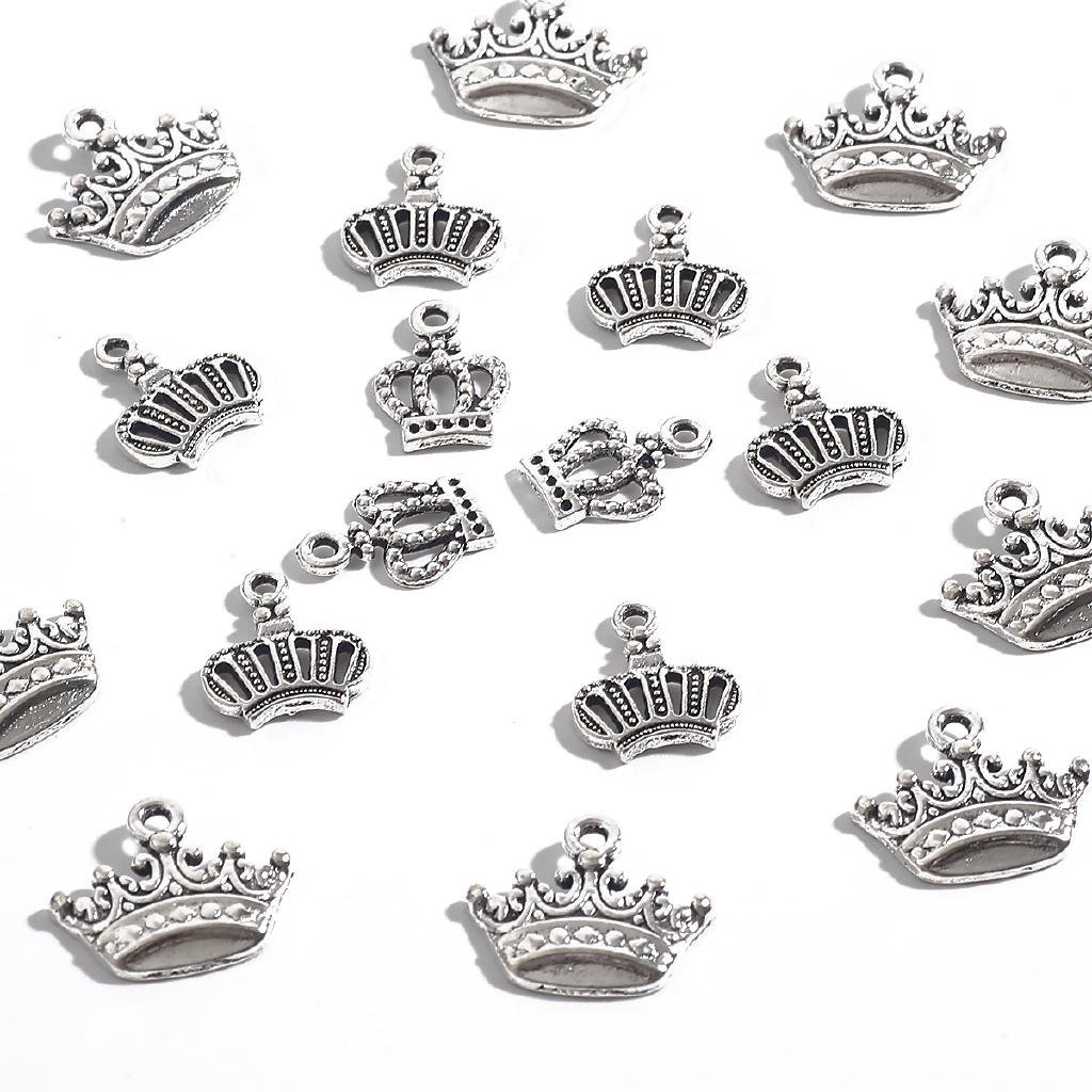 Mặt charm trang sức mạ bạc hình vương miện nhiều size