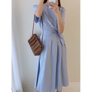 Đầm midi xếp ly eo