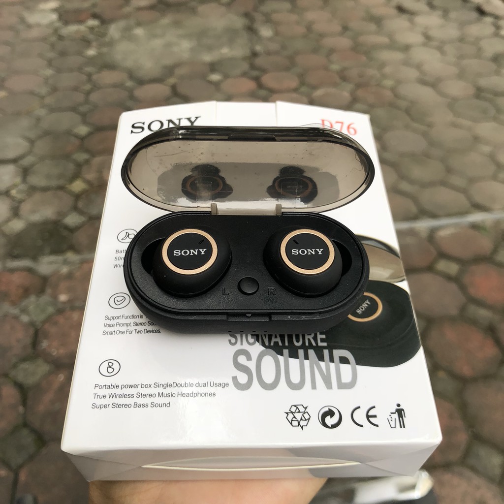 Tai nghe Bluetooth Đen Sony sport TWS-D76 Rất ấm Bass-treble rõ ràng ,nghe cực hay,pin trâu 4-6h