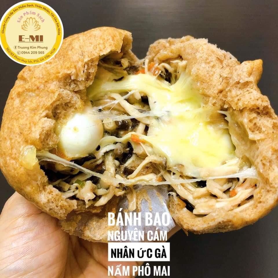 Bánh Bao Nguyên Cám Gà Nấm Phô Mai Trứng Cút- Phù hợp Ăn Kiêng Eatclean -Giảm Cân- Hộp 4 cái