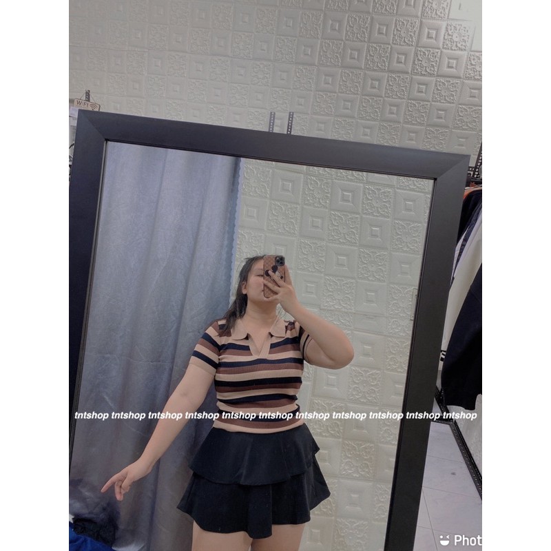 Áo Len Cổ Bẻ Sọc Nâu [ TNT Shop Bigsize 60kg - 90kg ] Ảnh thật 100% | BigBuy360 - bigbuy360.vn