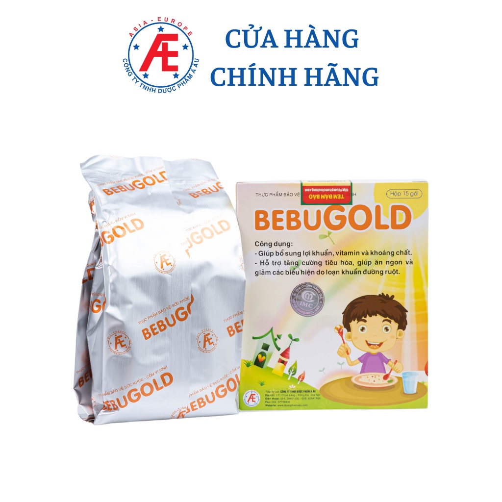 Bebugold hỗ trợ tăng cường tiêu hóa giúp ăn ngon hấp thu tốt hộp 15 gói DƯỢC PHẨM Á ÂU