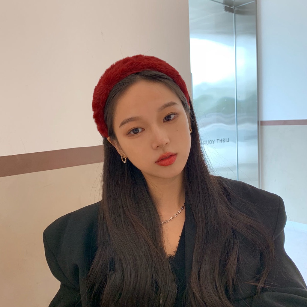 Băng Đô Cài Tóc Dạng Bấm Chất Liệu Lông Mềm Dày Dặn Màu Trơn 2022 Tiện Dụng Cho Nữ