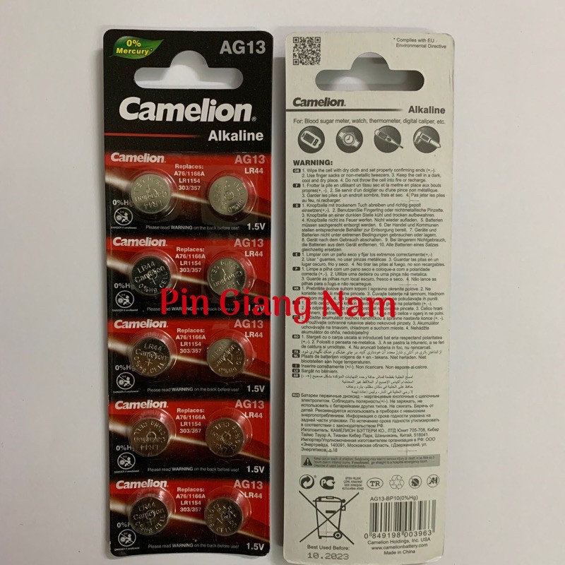 Pin AG13 LR44 LR1154 Camelion Alkaline 1.5V