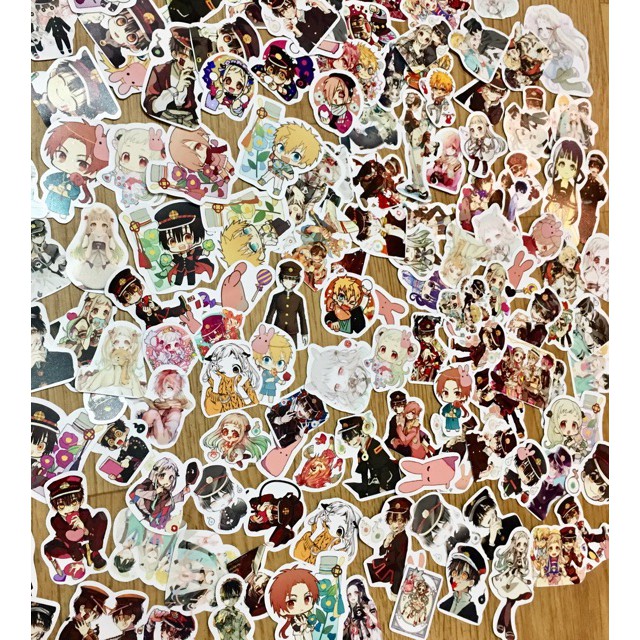 Sticker hình dán Jibaku Shounen Hanako-kun có cán chống bay màu set 20, 30. 50 sticker