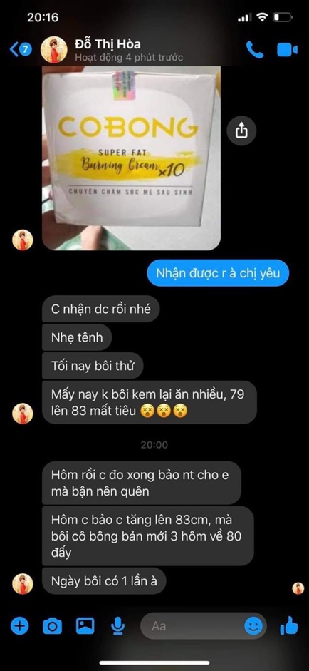 Kem tan mỡ cô bông x10 tặng thước dây hàng chuẩn