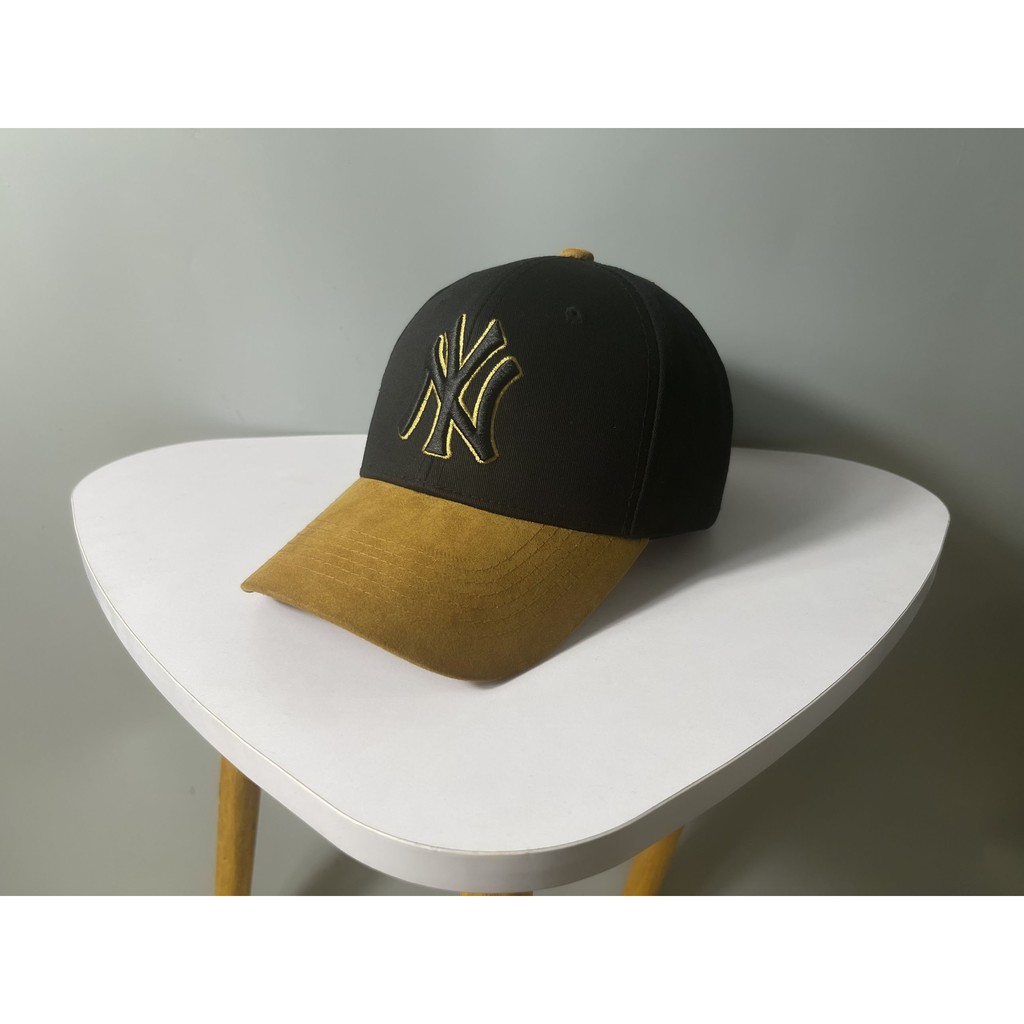 Nón kết Mũ lưỡi trai NY mix đen nâu logo thêu đen tinh tế Free size