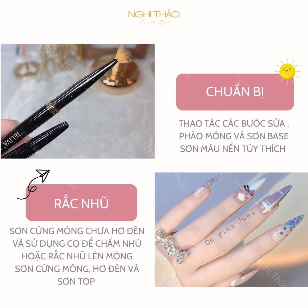 Cọ quạt vẽ móng rắc nhũ Jeliva NGHI THẢO 09