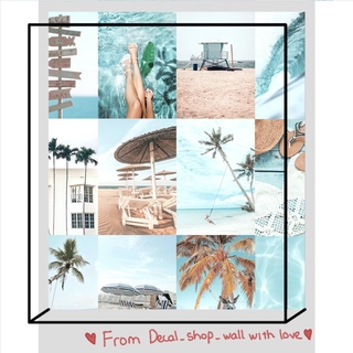 Wall Collage dán tường trang trí decor phòng ngủ - theme Biển xanh nhạt