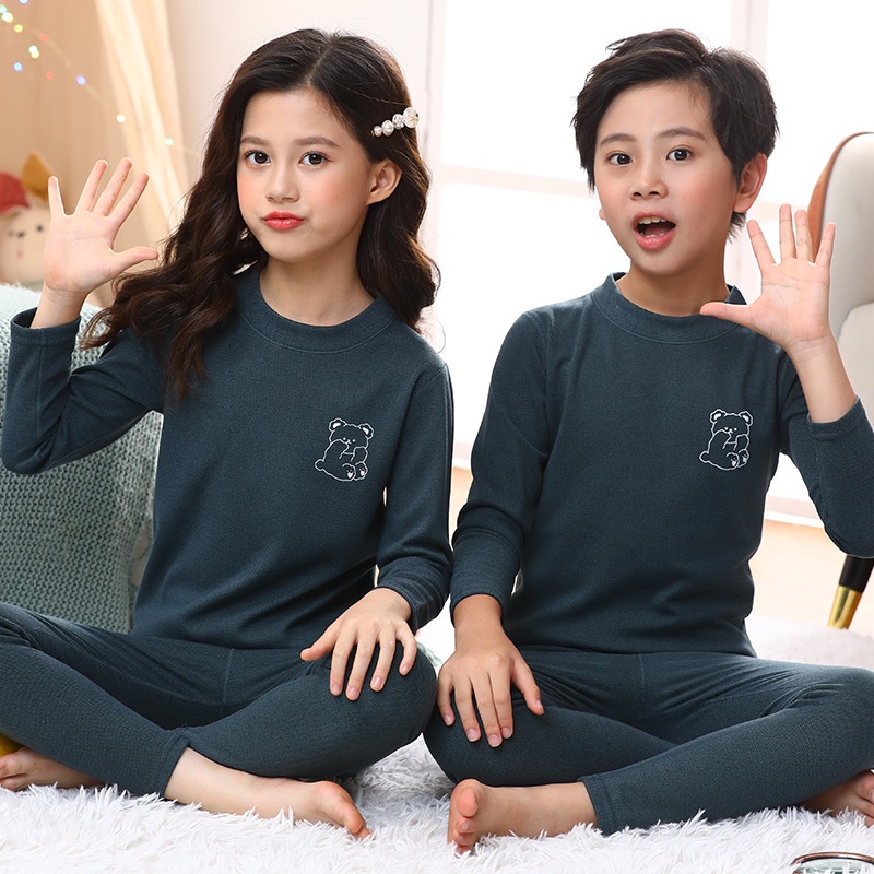 Bộ Đồ Ngủ Màu Trơn Chất Lượng Cao Cho Bé Trai Và Gái Size 100-180