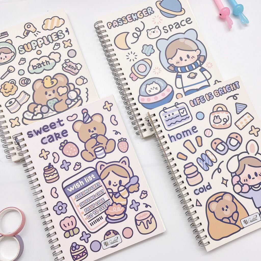 Vở Viết A5 Gáy Lò Xo Bìa Hoạt Hình Xinh - Book store