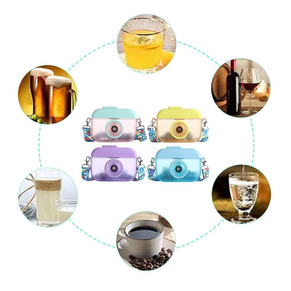 Bình Đựng Nước Bằng Nhựa Hình Máy Ảnh 400ml Có Dây Đeo Chống Rò Rỉ