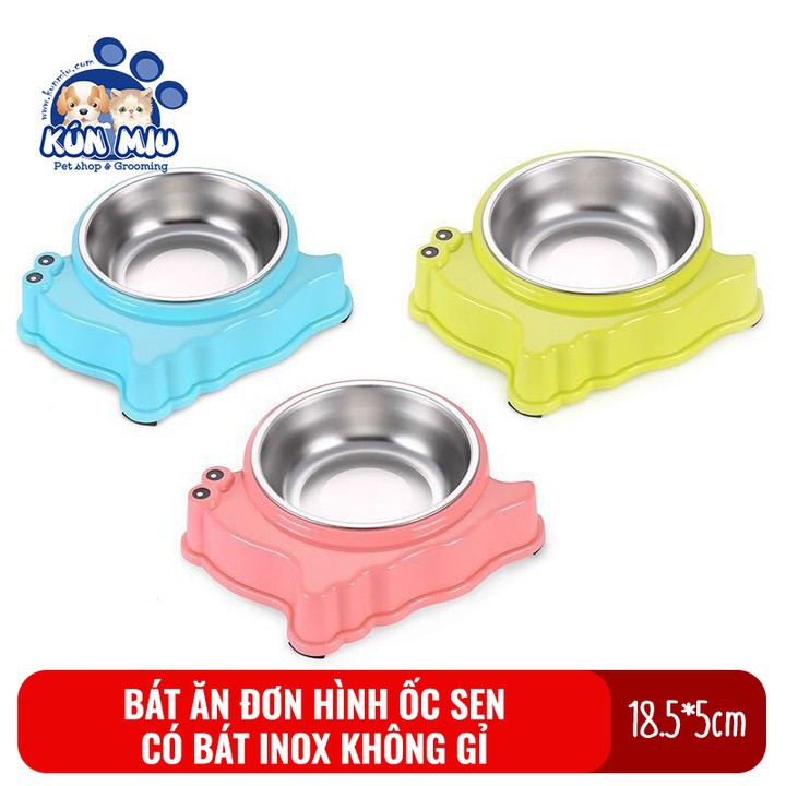 Bát ăn inox cho chó mèo hình con ốc sên Kún Miu chất liệu Nhựa và Inox