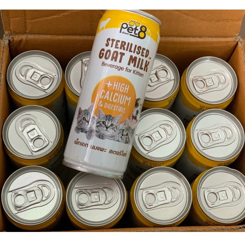 🇹🇭 Sữa Dê Pha Sẵn Chó Mèo Con PET8 Sterilised Goat Milk For Puppy Kitten 245ml-400ml