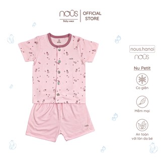 Bộ Quần Áo Cài Thẳng Cộc Nous Petit Hồng Nhạt NOUS (Size 3-6 Tháng Đến 9-12 Tháng)