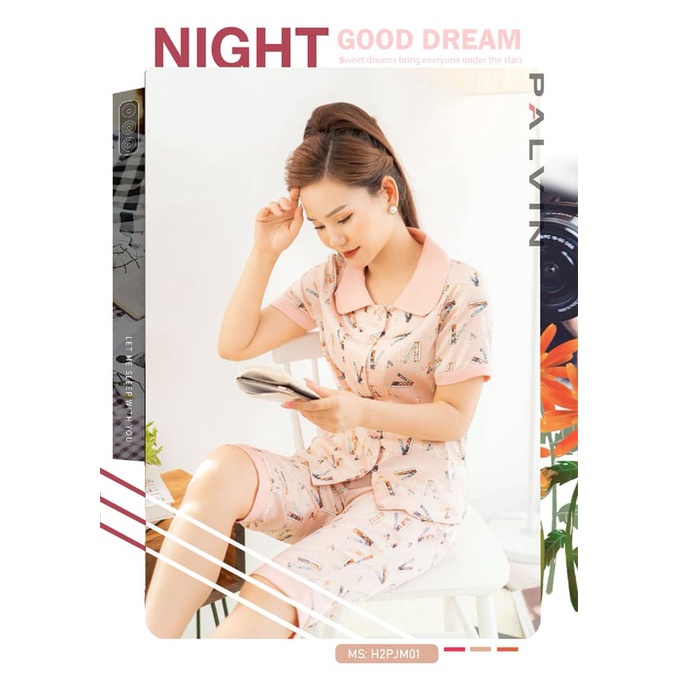 Đồ bộ pijama nữ mặc nhà tiểu thư xinh xắn tay ngắn quần lửng/ Lụa satin mềm mại siêu mát,không nhăn cao cấp Palvin