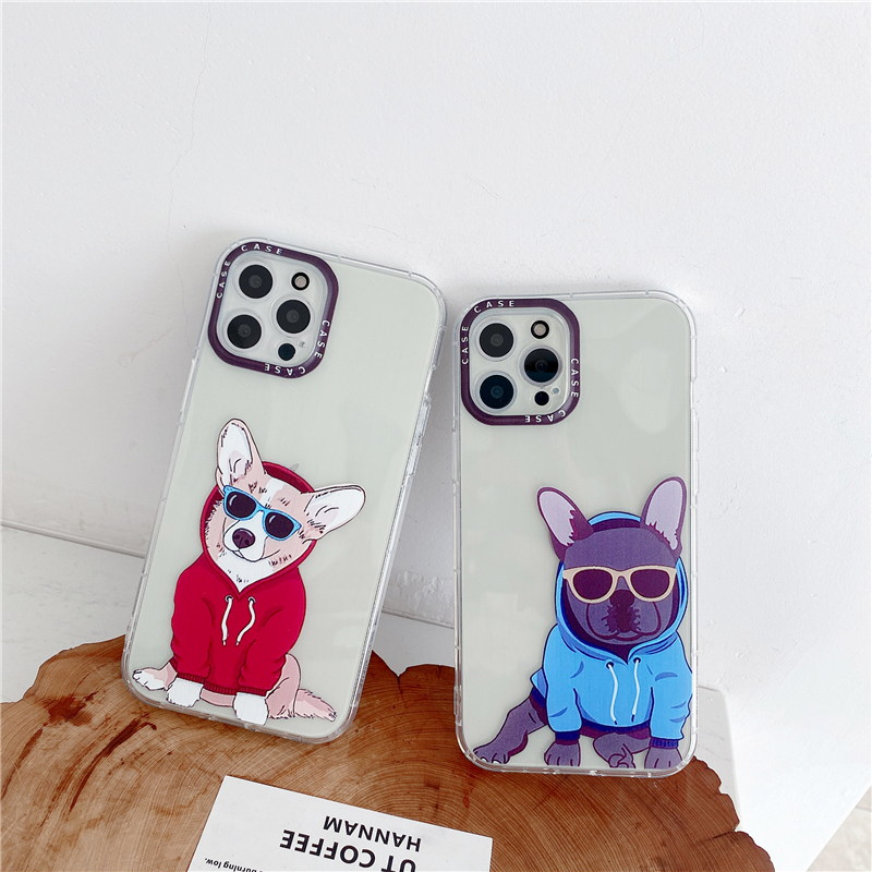 Suitable for oppo A5/A3S A53 2020 A52020/A92020  cartoon Corgi and French bulldog couple A7/A5S/A12 A8/A31 2020 A15 all-inclusive anti-fall mobile phone case