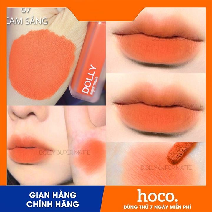 Son Dolly Super Matte ko chì mềm môi đang hot(màu cam sáng)