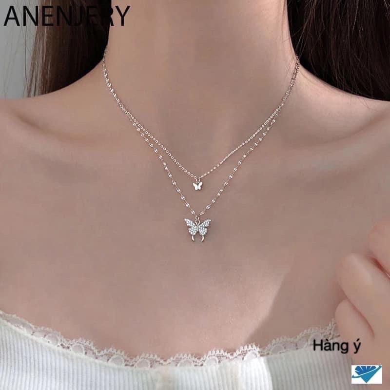 Dây Chuyền Bạc Ý - Dây Chuyền Hình Cánh Bướm 2 in 1