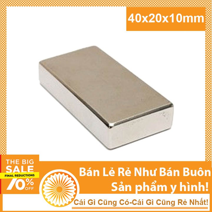 Nam Châm Đất Hiếm 40x20x10mm Nam Châm Trắng