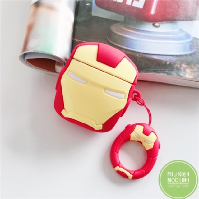 Tặng kèm móc - Case Airpod 1 2 Pro | Pro 2 2022 Siêu nhân A + Người sắtVỏ bao AirPods silicon đựng tai nghe không dâ