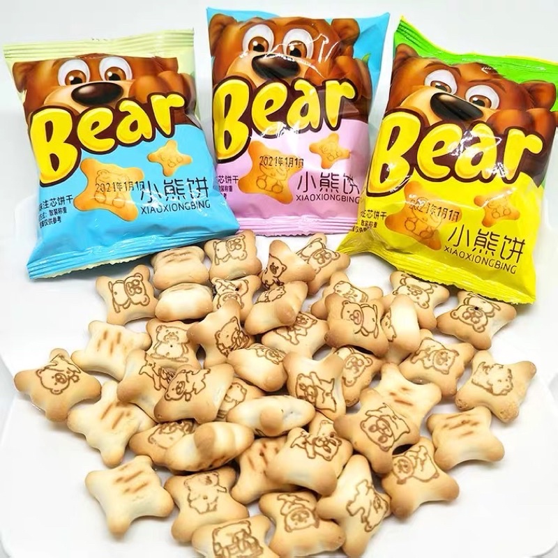 [16-17v 1 gói]Bánh Gấu Bear mix vị nhân kem Đài Loan vị: Dâu, socola, kem sữa