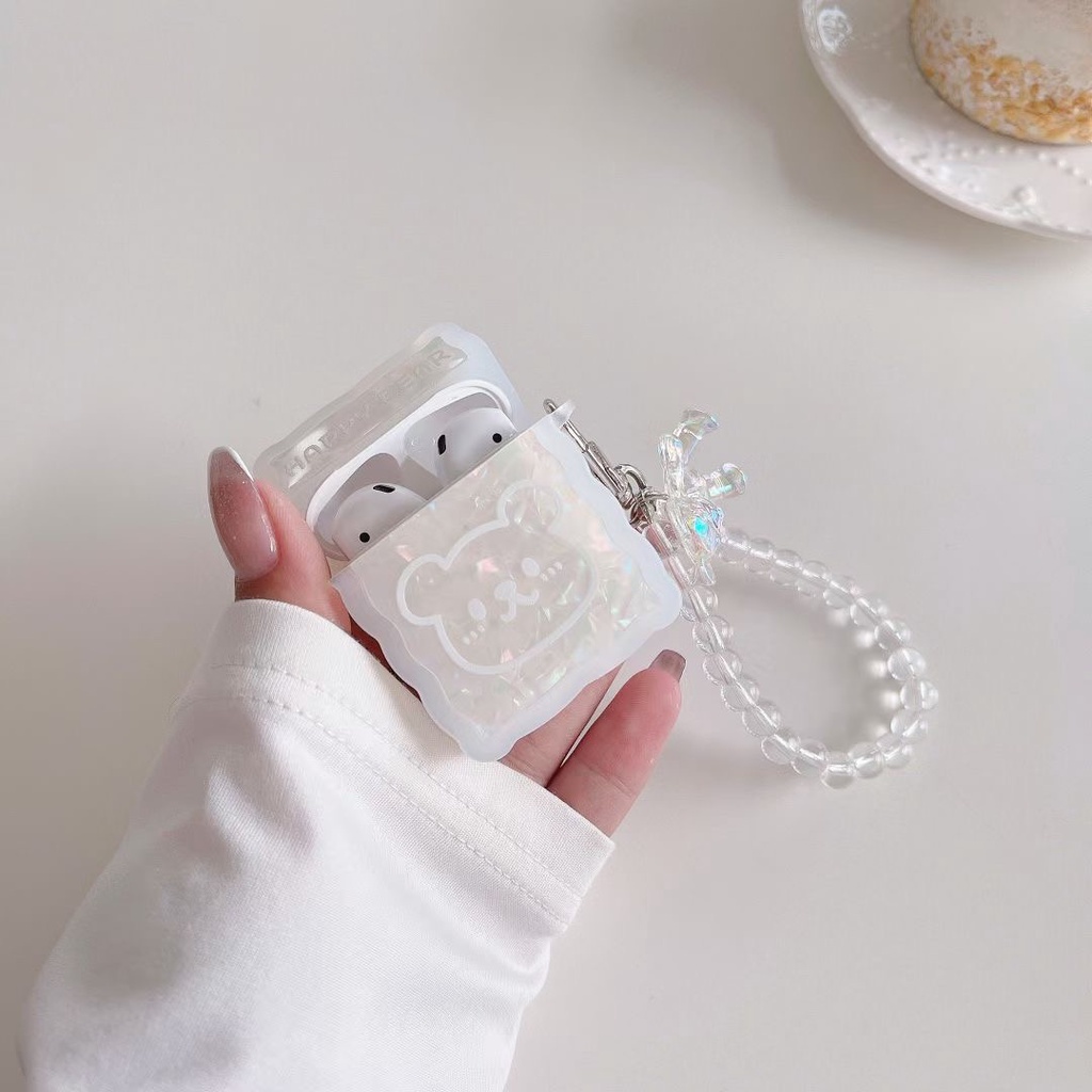 Vỏ Bảo Vệ Hộp Sạc Tai Nghe Bluetooth airpods 1 / 2 pro / 3 Bằng tpu Mềm Hình Đầu Gấu Lượn Sóng Dễ Thương