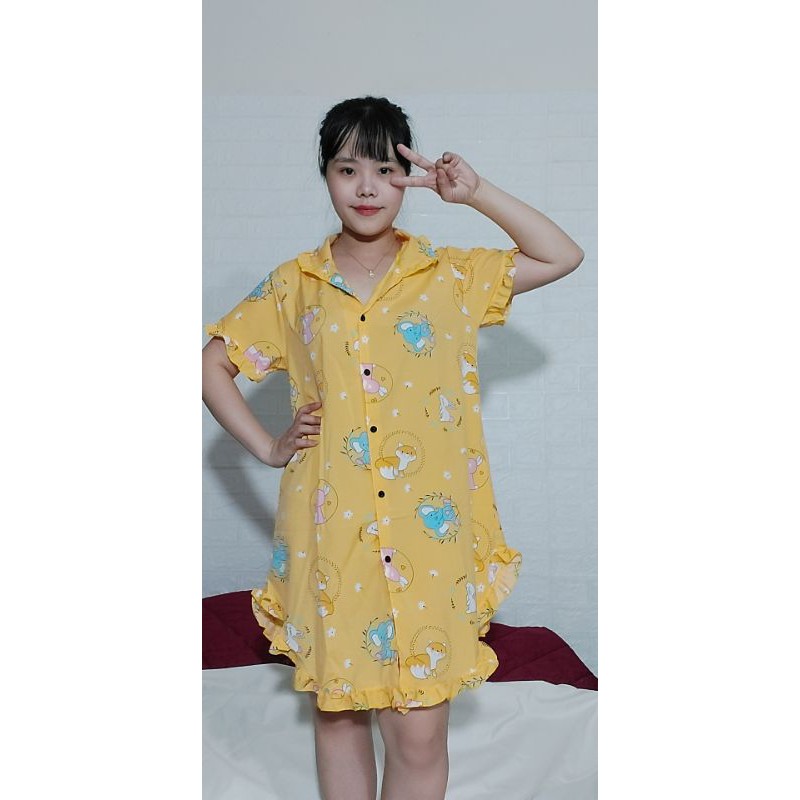 ĐẦM NGỦ VẢI LỤA HÀN HỌA TIẾT KUTE, FORM DƯỚI 55 KÝ | BigBuy360 - bigbuy360.vn