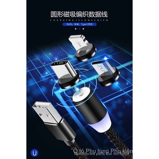 Dây Cáp Sạc Nam Châm Tròn Xoay 360 Độ Cho Iphone Android Apple