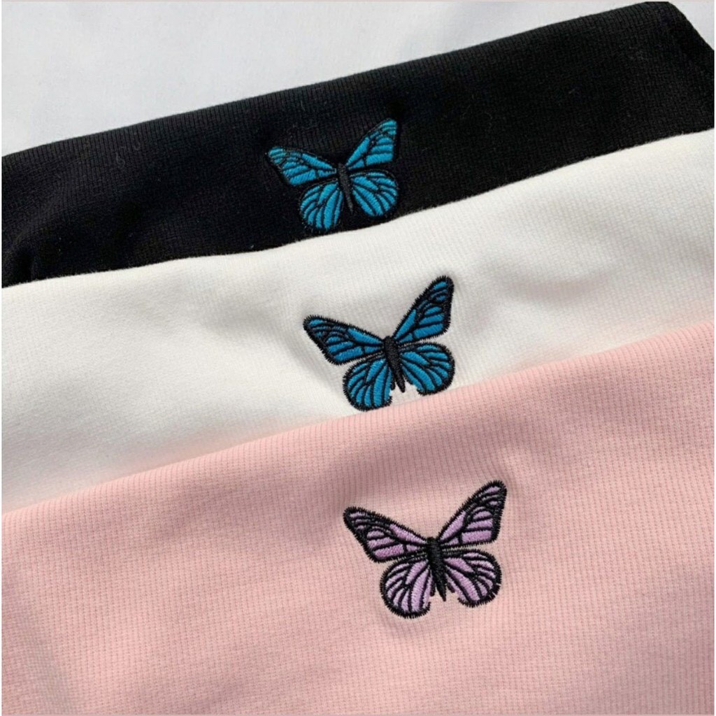 Áo Croptop Nữ Ulzzang 🌺 Áo Ba Lỗ Nữ 🌺 Thêu Bướm Chất Cotton Mềm Mịn | BigBuy360 - bigbuy360.vn
