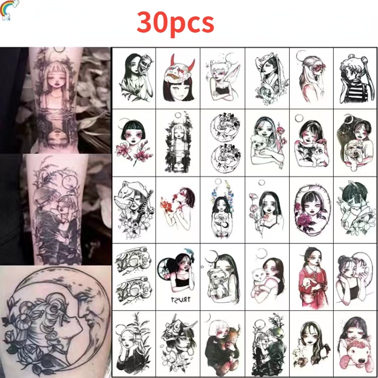 【SIYA Magic Tattoo】Tổng Cộng 30 ảnh Hình Xăm Dán Tạm Thời Hình Thủy Thủ Mặt Trăng Đen