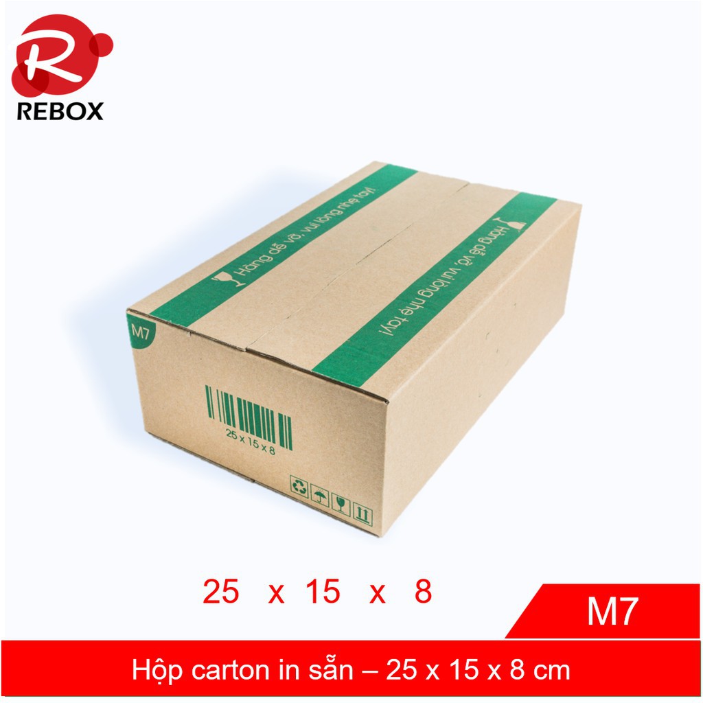 Hộp 25x15x8 cm - 50 hộp carton in sẵn giá rẻ siêu dày Rebox