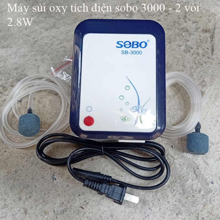 (TẶNG DÂY + VIÊN SỦI) Máy bơm oxy pin Sạc Tích Điện Sobo 3000/4000 Sủi Sục Tạo Khí Cho Hồ Bể Cá Cảnh Mini