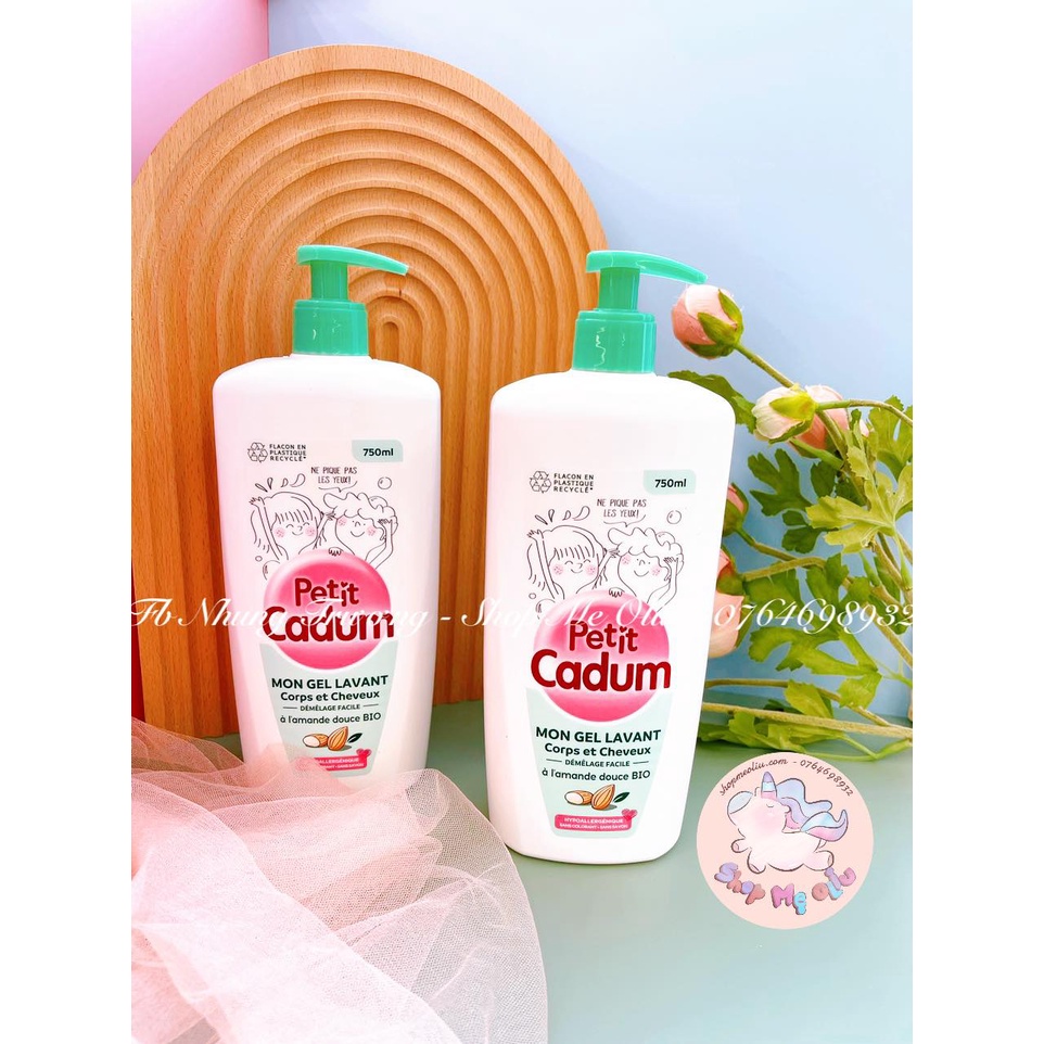 Sữa tắm gội toàn thân hữu cơ hạnh nhân cho bé Petit Cadum 750ml