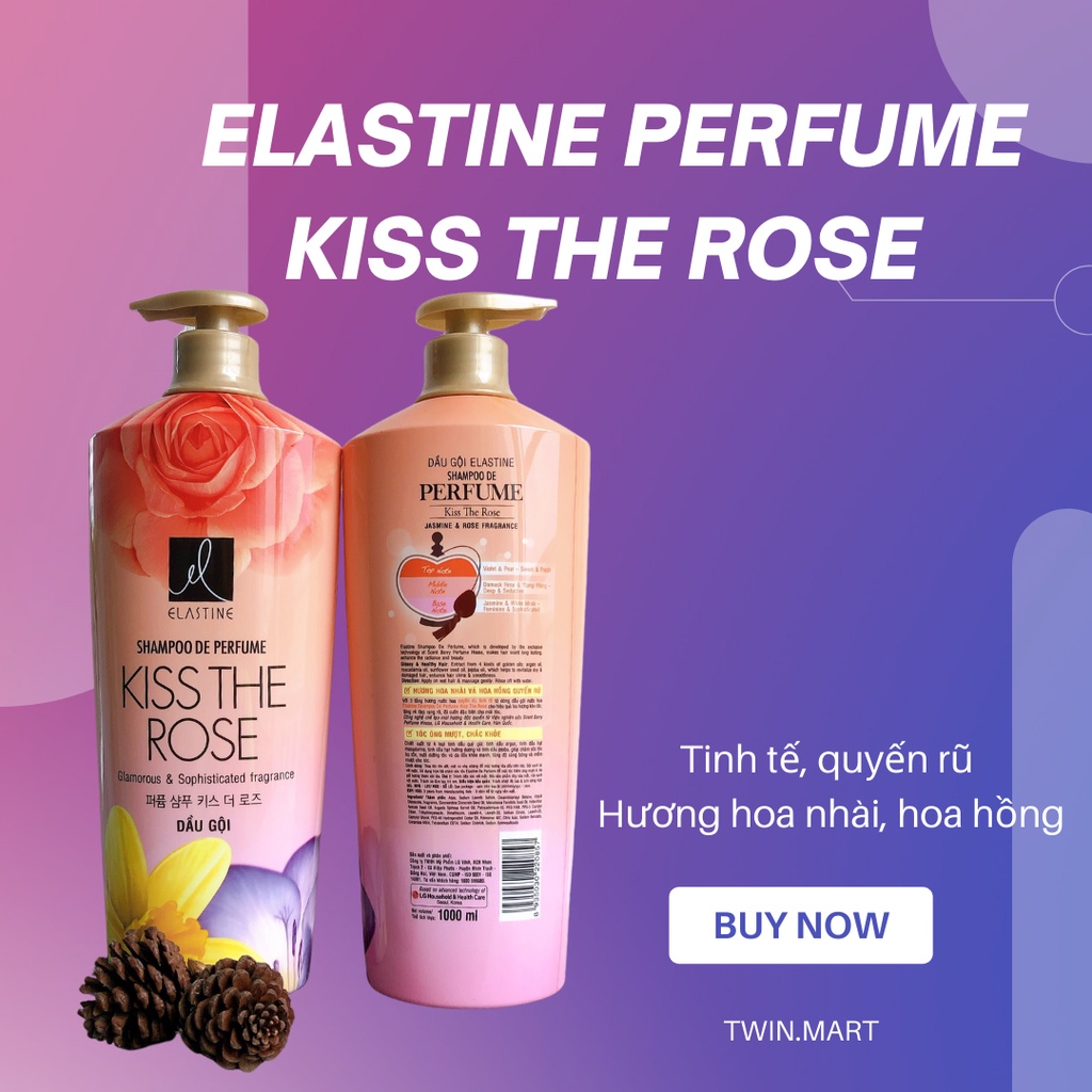 [Đơn 299k tặng dầu xả 36k] Date xa Dầu gội Elastine hương nước hoa - Hàn Quốc - Love Me - Pure Breeze - Kiss the rose