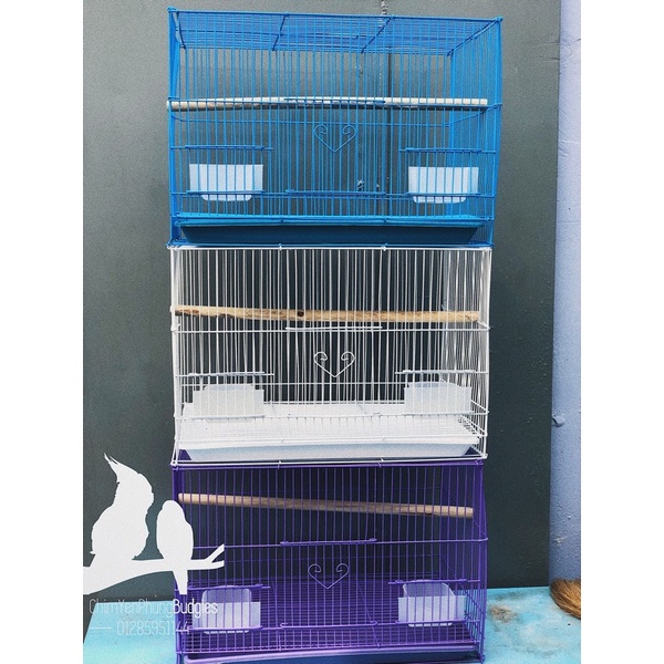 Lồng chim lớn sơn tĩnh điện 40x60 (DxR) nuôi: vẹt, chào mào, chim cảnh, sóc... đủ phụ kiện (2 cóng ăn, 1 cầu đứng).