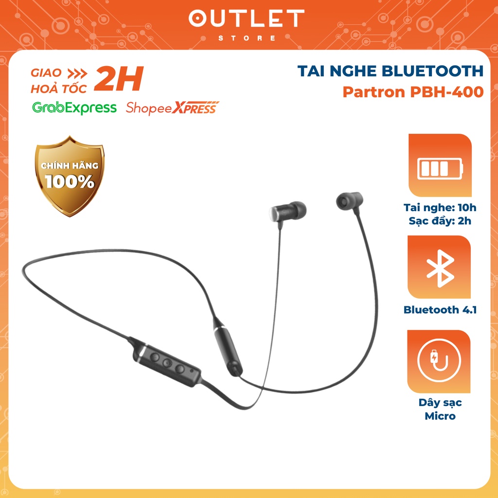Tai nghe Bluetooth Partron PBH-400, nghe nhạc, chơi game, thể thao, âm thanh chi tiết
