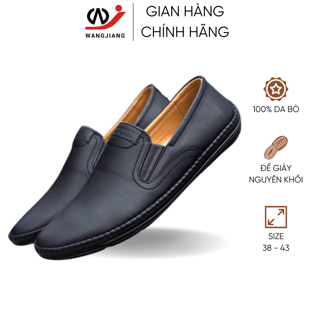 Giày lười nam WANG JIANG da bò cao cấp phong cách công sở, thời trang Hàn Quốc MS 095