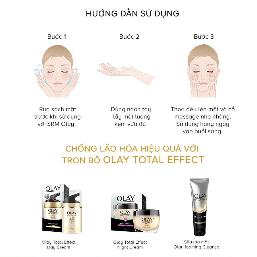 KEM DƯỠNG DỊU NHẸ BAN NGÀY OLAY TOTAL EFFECTS NGỪA LÃO HOÁ SPF15 50G TOTAL EFFECTS 7 IN ONE DAY CREAM GENTLE