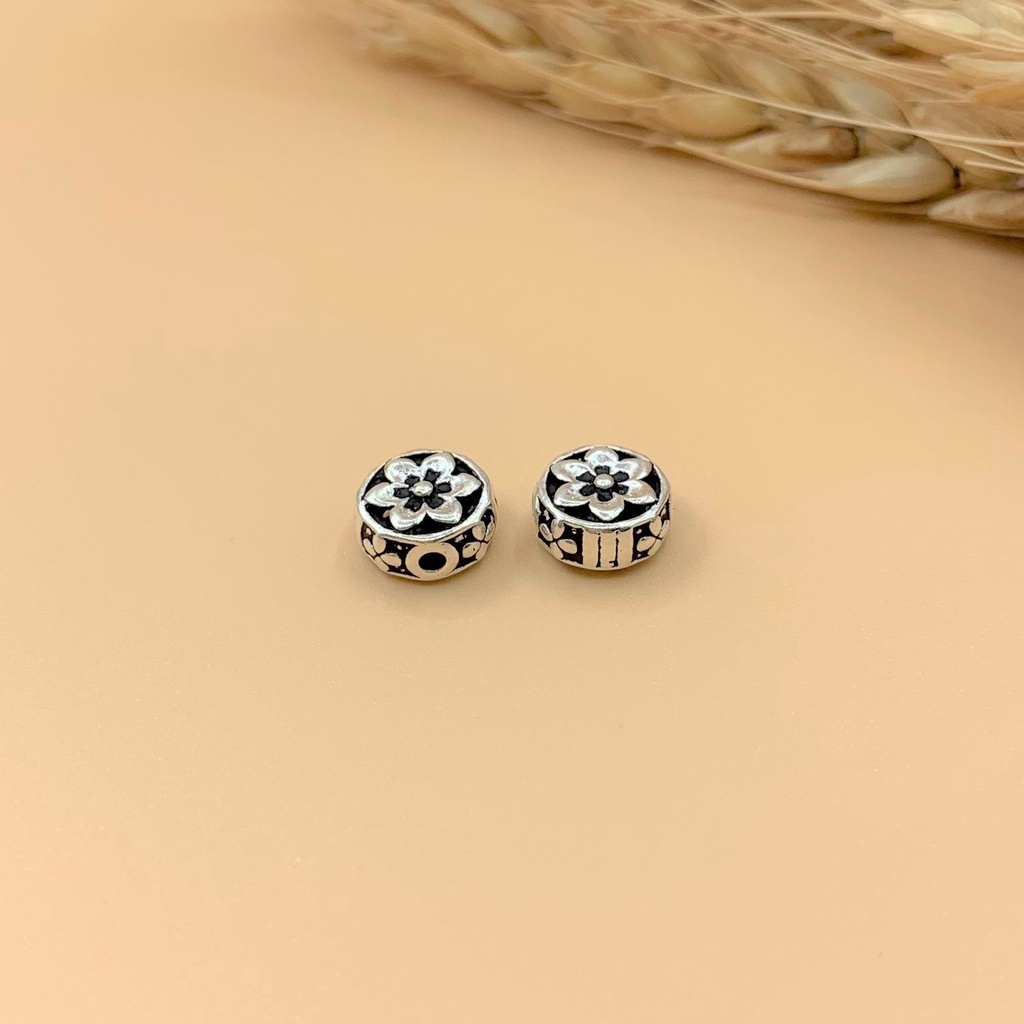 Charm nối tròn hình hoa dày - Charm Bạc 925 - Mã CA730