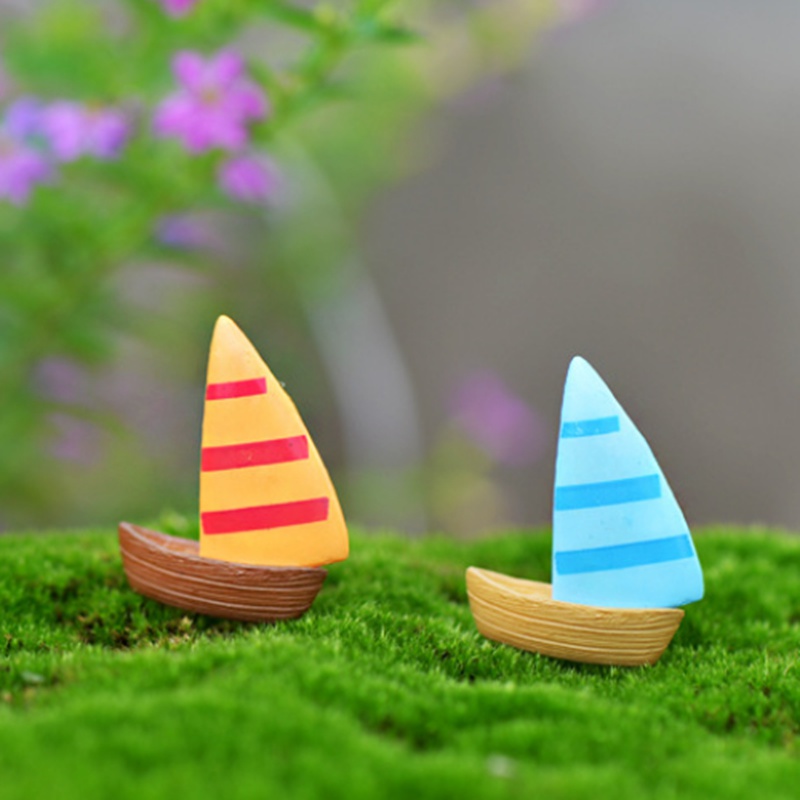 Set 2 Mô Hình Thuyền Buồm Mini Trang Trí Sân Vườn