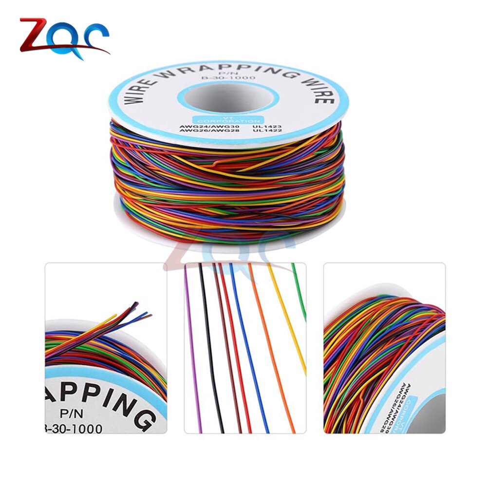 Cuộn dây quấn thử điện cách nhiệt nhiều màu sắc dài 250M P/N B-30-1000 250M 30AWG 8 dây20210822
