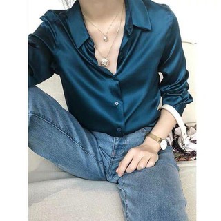 áo sơ mi nữ kiểu công sở - sơ mi lụa cổ đức dáng basic