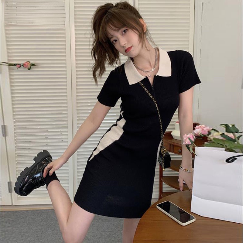 Đầm Ngắn Cổ Polo Dáng Ôm Thời Trang Mùa Hè Quyến Rũ Cho Nữ