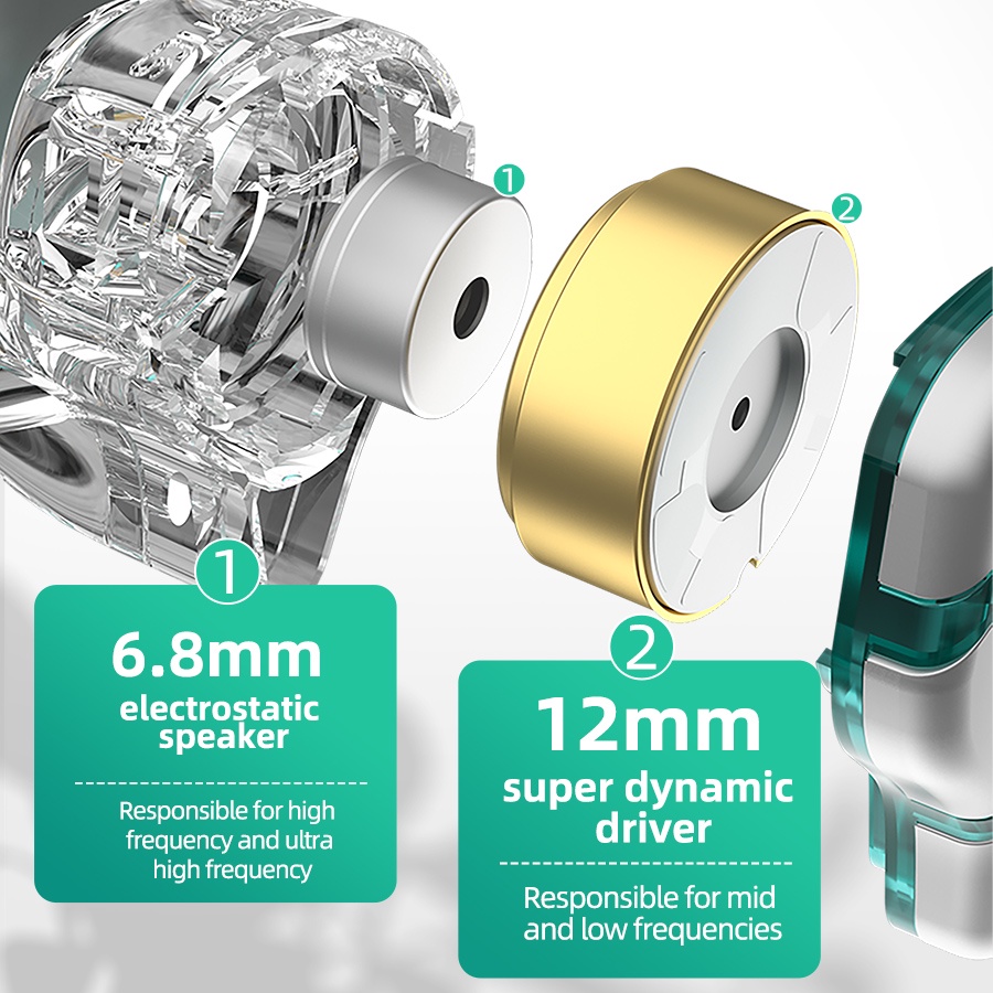 Tai Nghe Kz ZES Tĩnh Điện Có Dây Chống Ồn Kiểu Dáng Thể Thao